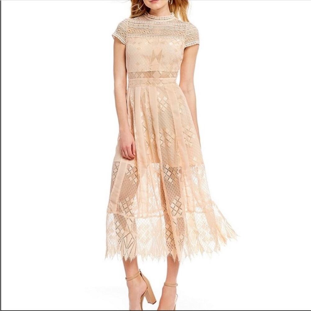 Foxiedox Calla pink lace midi dress